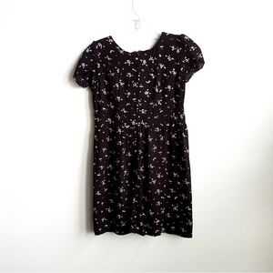 Reformation fitted mini black/floral dress